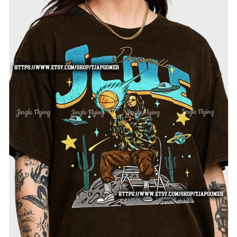 J Cole Dreamville винтажный подарок для женщин и мужчин футболка унисекс Tp09