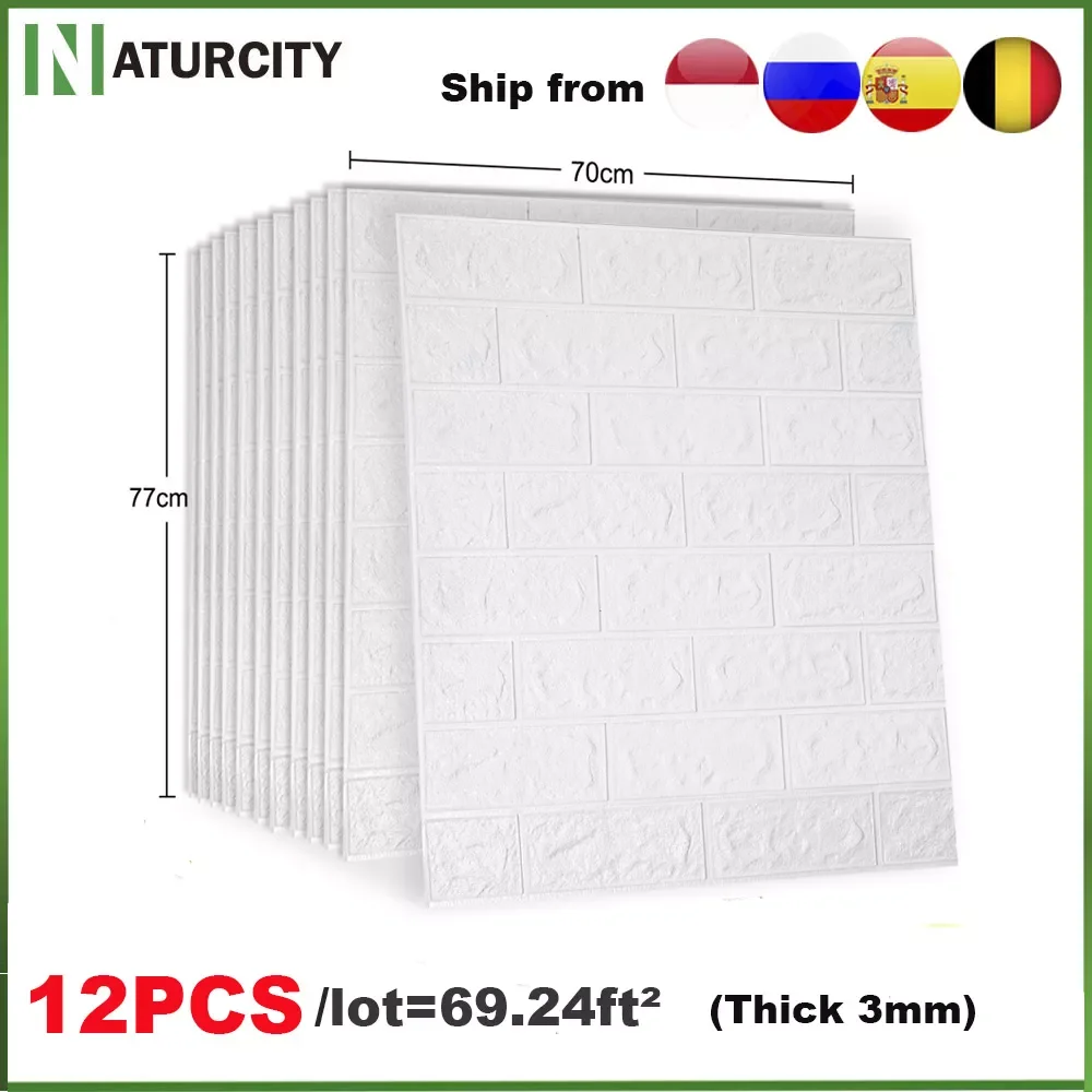 

NATURCITY Self Adhesive 3D Wall Stickers Bedroom Waterproof Foam Brick Room Wallpaper Decor Living Wall Sticker For Kids