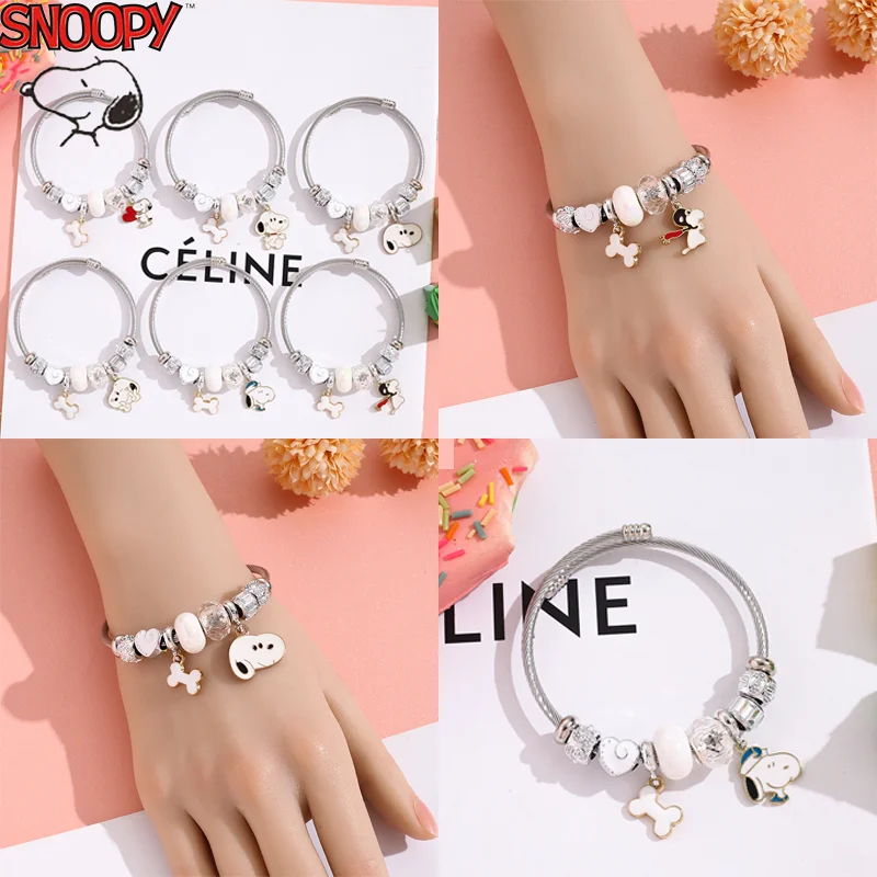 Браслет Snoopy с мультяшными кристаллами и бусинами Женский нишевой дизайн браслет