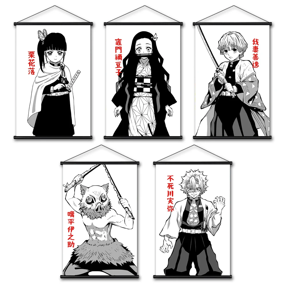 

Japan Anime Demon Slayer Kimetsu No Yaiba Tanjirou Nezuko Canvas Painting Poster Hanging Scrolls HD Art Prints Children's Room