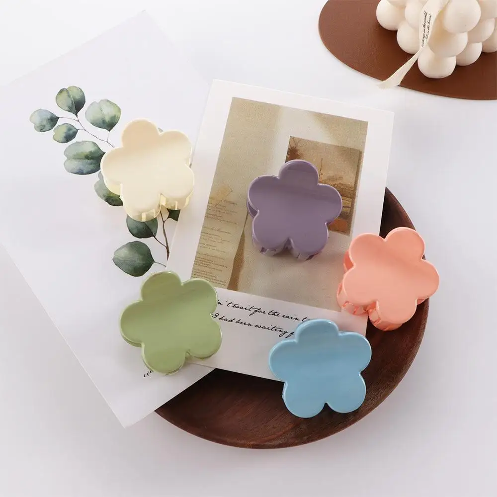 

Fashion Cute Solid Color Macaron Color Flower Shaped Barrettes Mini Hair Claws Bangs Clip Korean Style Flowers Hair Clips
