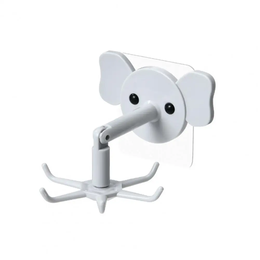 

Useful Plastic Hook Retractable Punch-free Lovely Elephant 6 Prong Wall Hanging Hook Kitchen Hook Hanging Hook