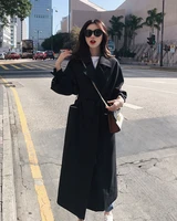 Female Clothing Long Windbreaker 2022 Spring and Autumn New Casual Over-the-knee British Style Black Coat Women Coats Long Coat