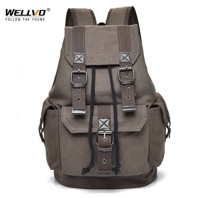 

Canvas Vintage Backpack Men Teenage Boys Backpacks Students School Travel Rucksack Large Capacity Drawstring Bags Mochila XA2WC