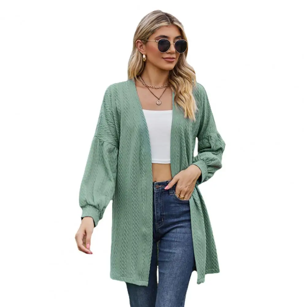 

2023 Women Cardigan Jacket Knitted Long Sleeve Solid Color Open Stitch Loose Casual Patchwork Lady Spring Fall Sweater Coat