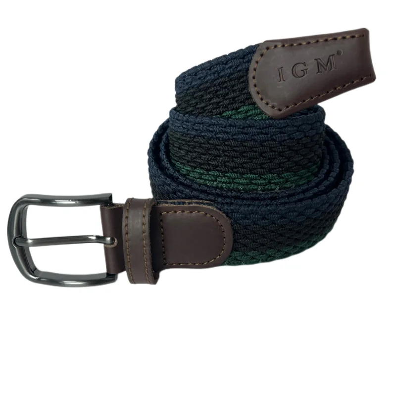 IGM 1 PC Genuine Leather Golf Braid Stretchy Belt Men's & Women's Colorful Casual Canvas Elastic For Jeans Shorts