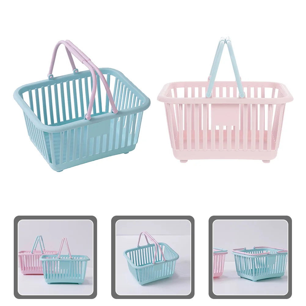 

2 Pcs Storage Basket Bath Toys Kids Fruit Containers Eggs Grocery Basket Toys Small Gift Baskets Pp Mini Supermarket Cart Child