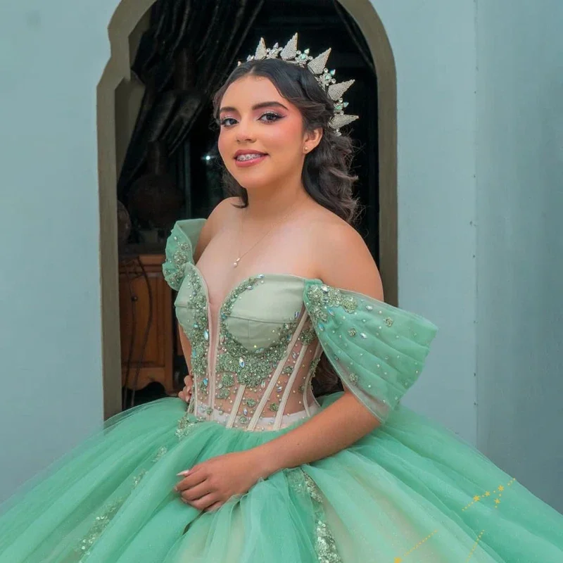 Angelsbridep индивидуальное элегантное мятно-зеленое бальное платье Quinceanera платья для