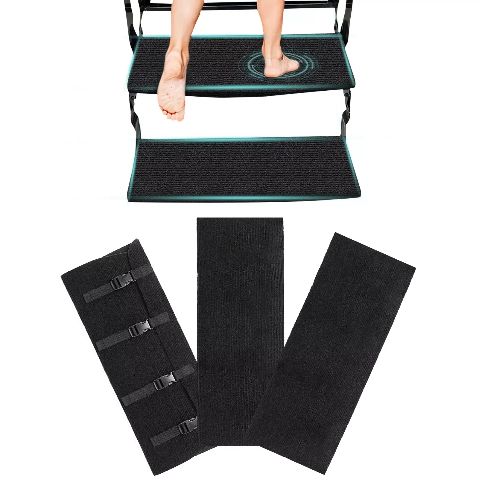 

3 Packs Step Covers Anti-Slip RV Stairs Wrap Quick Draw Buckle Closure RV Ladders Accessories