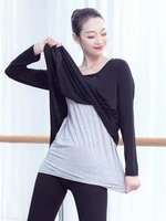 ballet classical dance clothes modern dance practice clothes womens long sleeved adult yoga clothes loose fake two piece tops