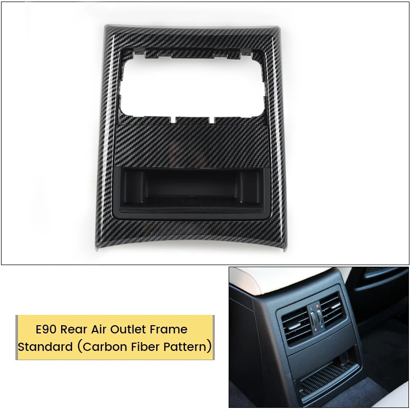 

LHD RHD Carbon Fiber Rear AC Vent Grille Outer Frame Ashtray Cover Trim Replacement For-BMW 3 Series E90 E91 2005-2012