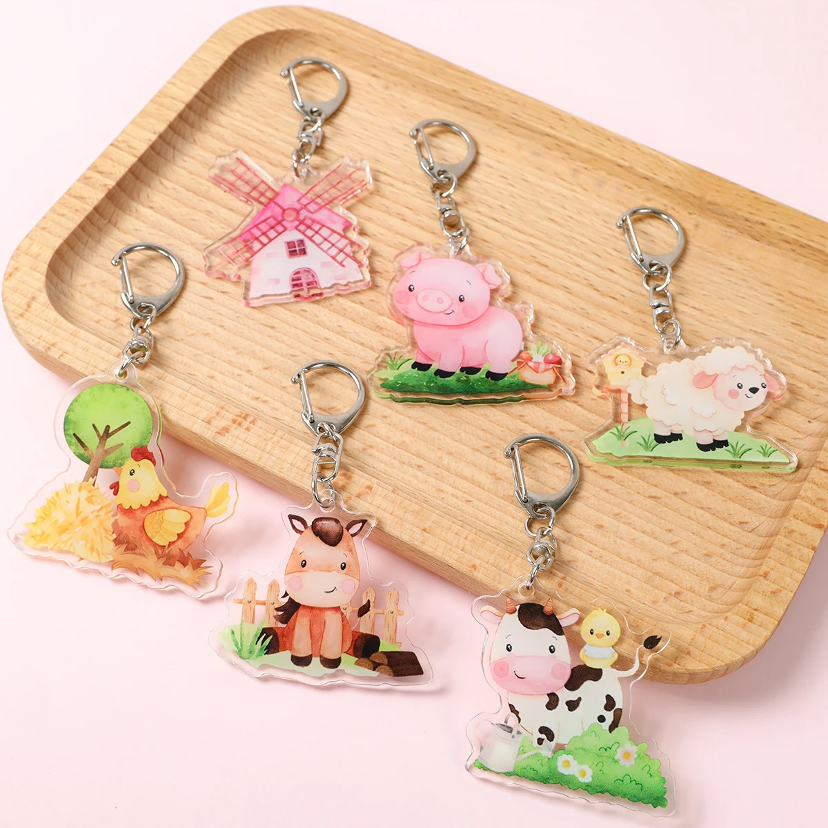 6 шт. акриловые подвески в виде животных