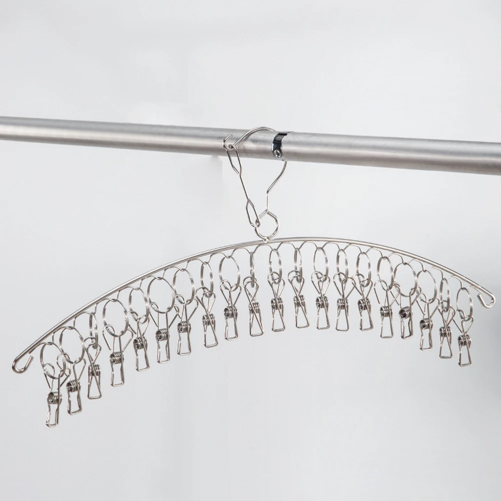 

20 колышек, Вешалка из нержавеющей стали для сушки одежды, ветрозащитная стойка для одежды, 20 зажимов, вешалка для стирки носков, держатель дл...