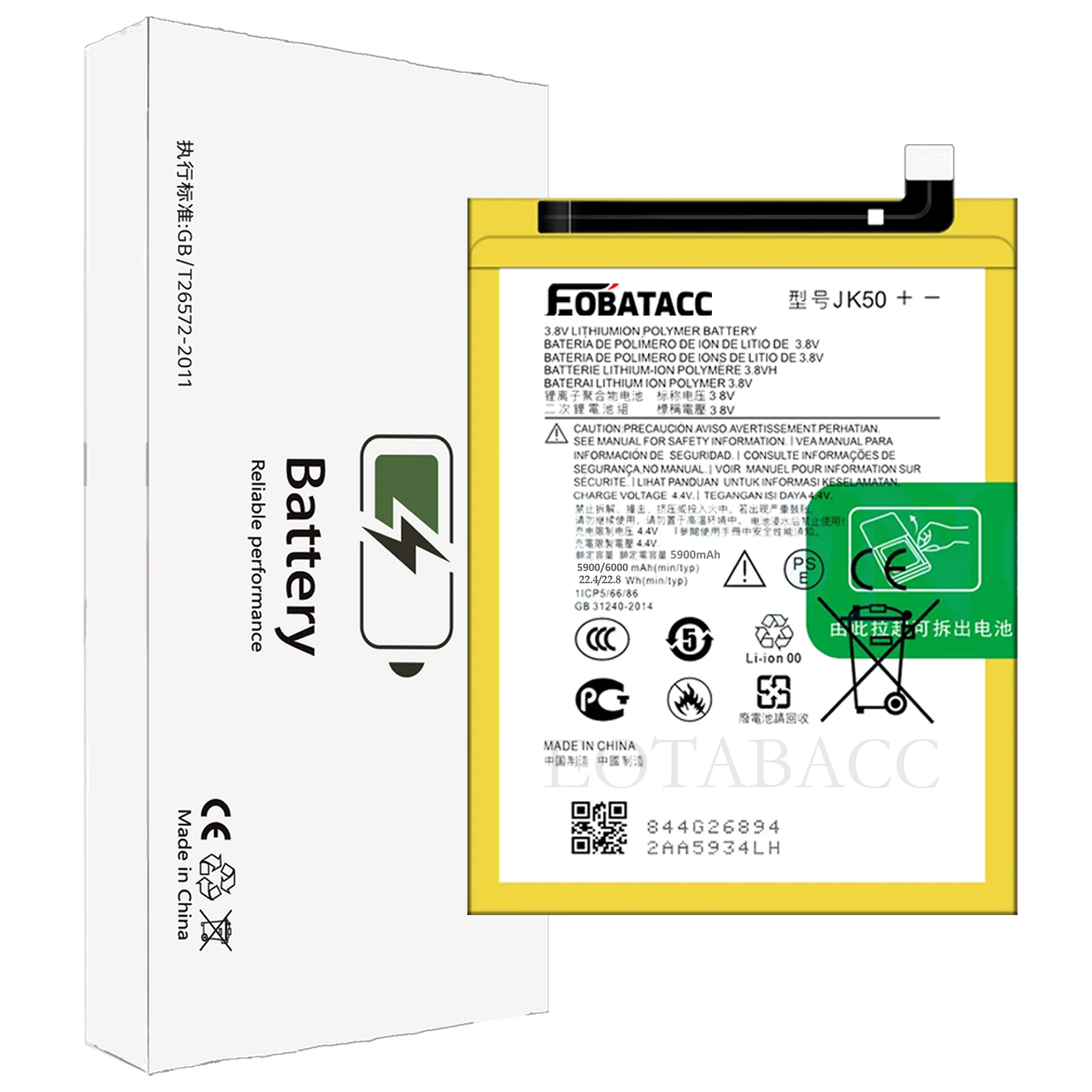 EOTABACC 100% Новый оригинальный аккумулятор JK50 для Motorola G7 Power/G8 power lite/E7 Plus/G9 play/MOTO G9 6000