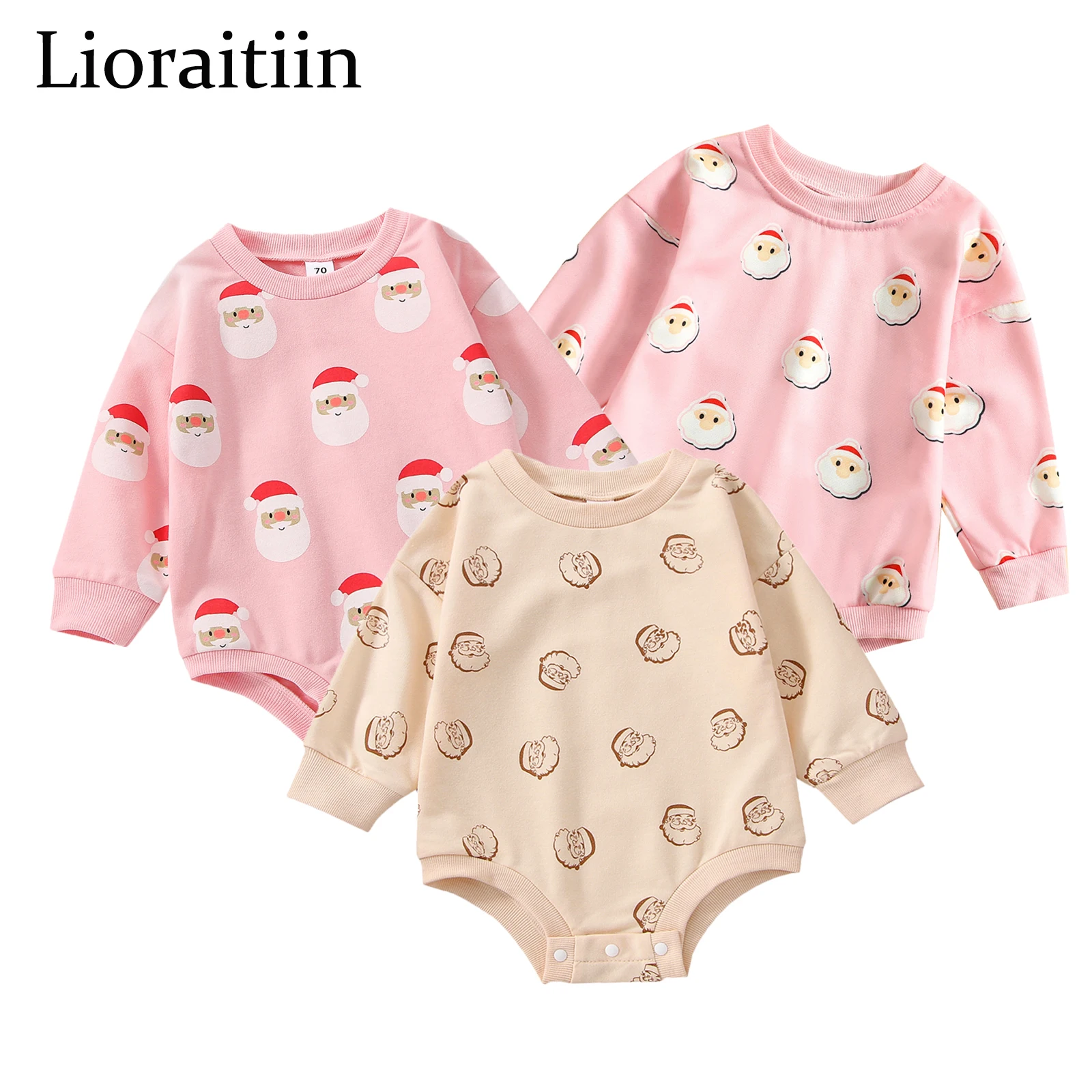 

Рождественское боди Lioraitiin для новорожденных 0-24 мес., 2022-09-16, боди для маленьких мальчиков и девочек, комбинезон с принтом Санта-Клауса, милая ...