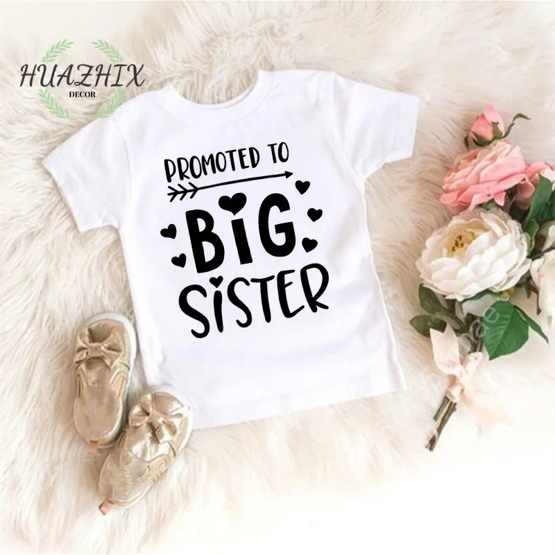 

Promoted To Big Sister Kids T-Shirt Childrens T Shirt Baby Announcement Top Toddler Tshirt Summer Clothes Girls Short Sleeve Tee