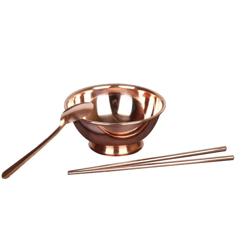 

Chinese Copper Tableware Three-Piece Set Old-Fashioned Pure Copper Bowl and Chopsticks Handmade Copper Cup Spoon Tableware Set