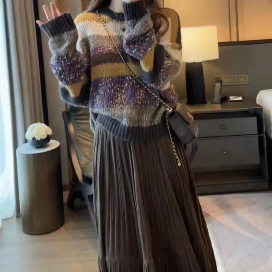 Осень-зима дизайн сращивание цветных физиологических полосок свободная