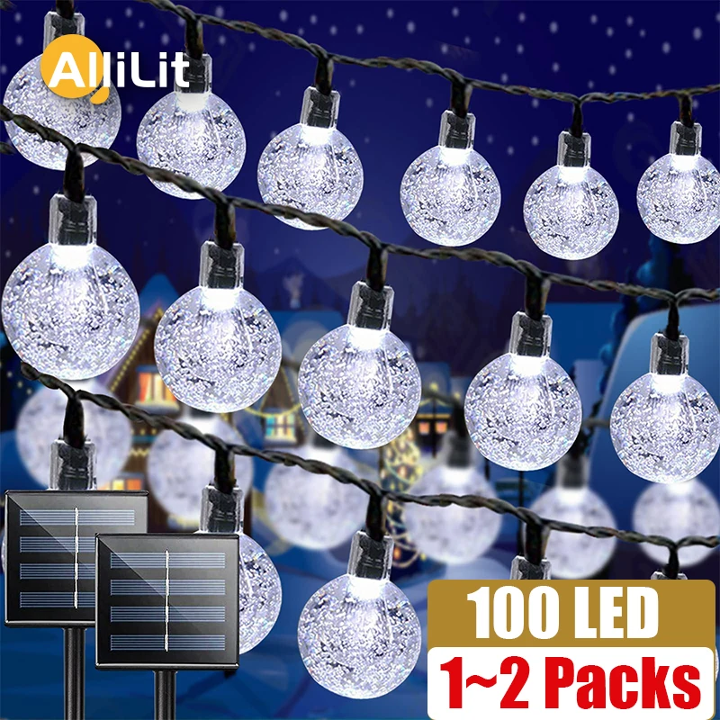 

1~2Packs 100 LED Solar Light Outdoor IP65 Waterproof String Fairy Lamps Solar Garden Garlands Christmas Decoration 12M