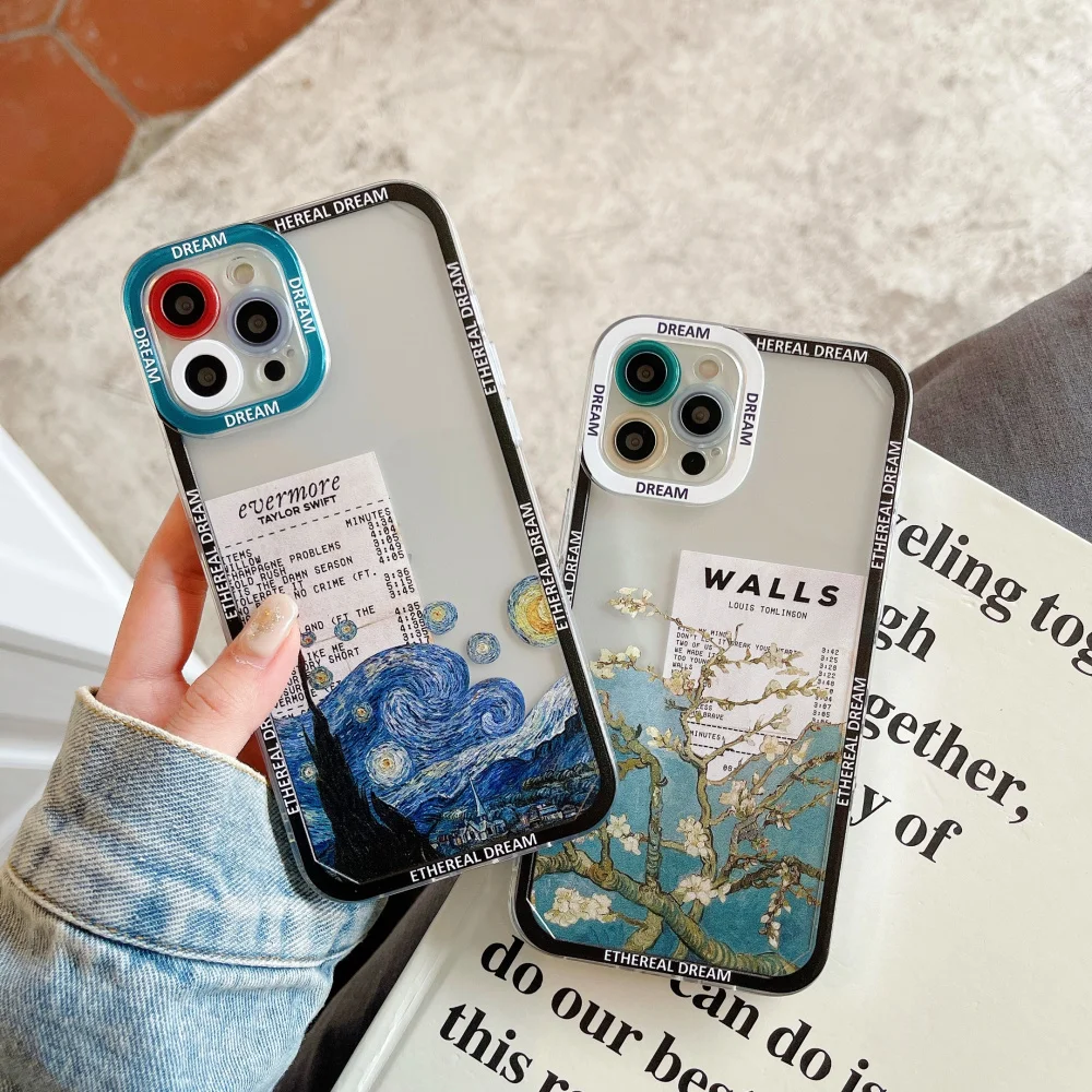 

Fashion ins Van Gogh The Starry Night Oil Painting Phone Cases for iPhone 13 12 11 Pro Max 7 8 Plus X XR XS 13PROMAX Cover Funda