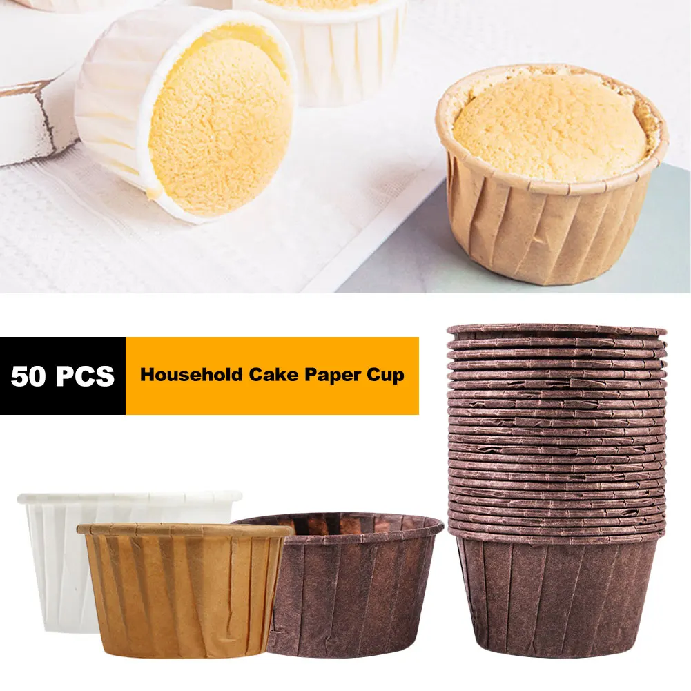 

50PCS Rolled Paper Cup Cupcake Liner Roll Mouth Cake Paper Cup Cake Wrappers Baking Cup Tray Case Cake Bakeware Mold