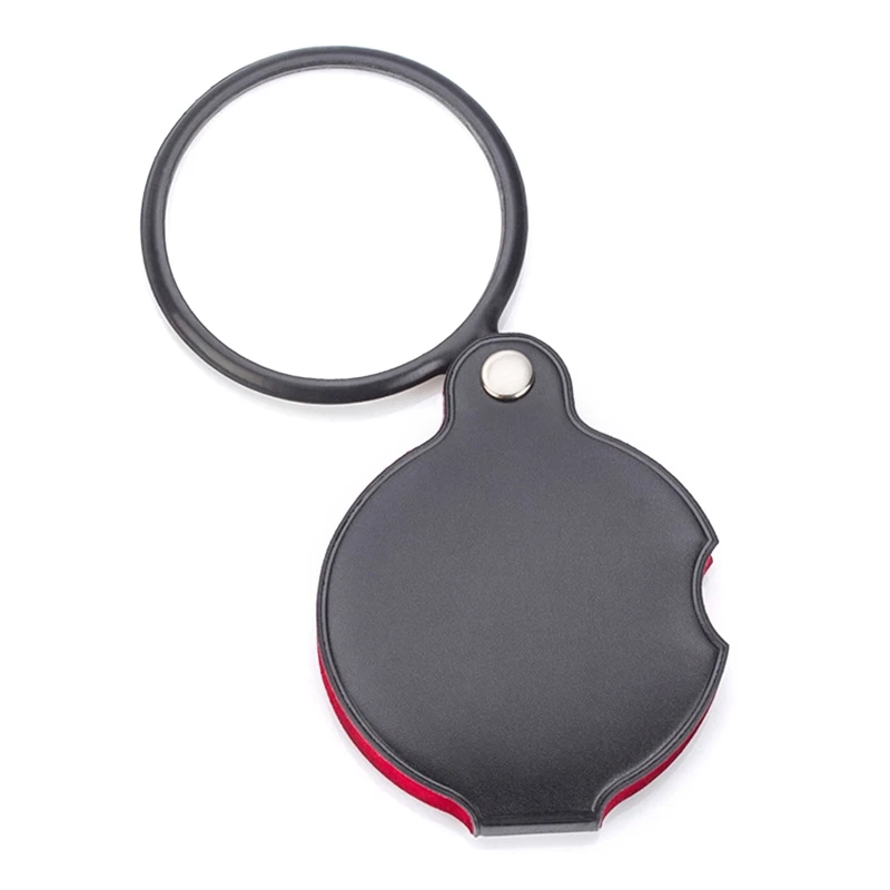 

8X Glass Lens Pocket Magnifier with Leather Pouch Folding Magnifying Tool Gift