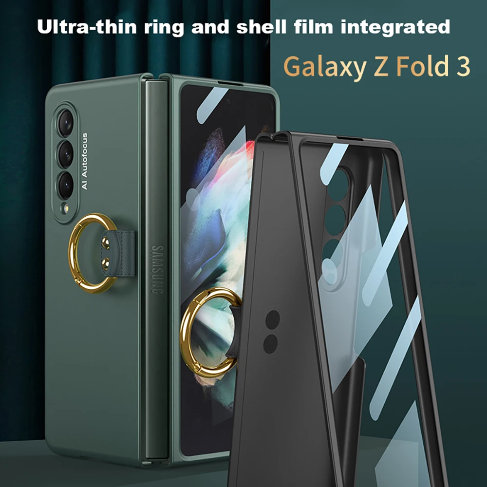 

Ultra-thin Case For Samsung Galaxy Z Fold 3 All-inclusive Anti-fall Fold 3 Shell Film Integrated Ring Protective Shell with Ring