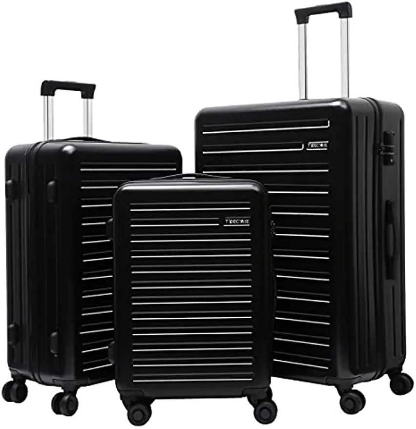 Sets, Lightweight Abs+pc Suitcase Hardshell With Tsa Lock And Spinner Silent Wheels, Black