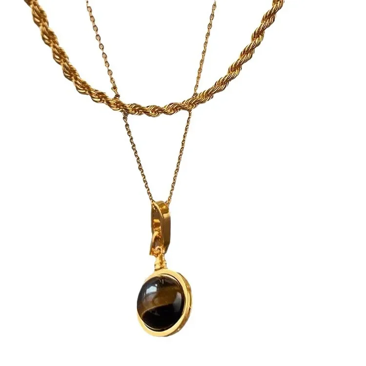 Винтажное ожерелье из двух слоев под тигровый глаз