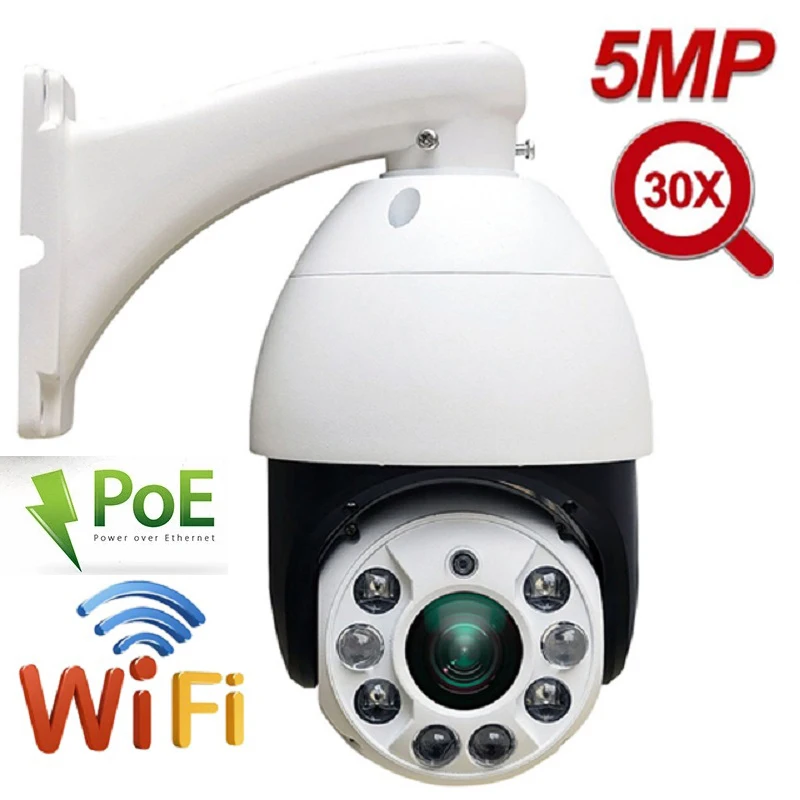 IMPORX 3.5 Inch CamHi 5MP Wireless 30X Optical ZOOM Humanoid Auto Track IR PTZ Speed IP Camera Human Recognition MIC Speaker