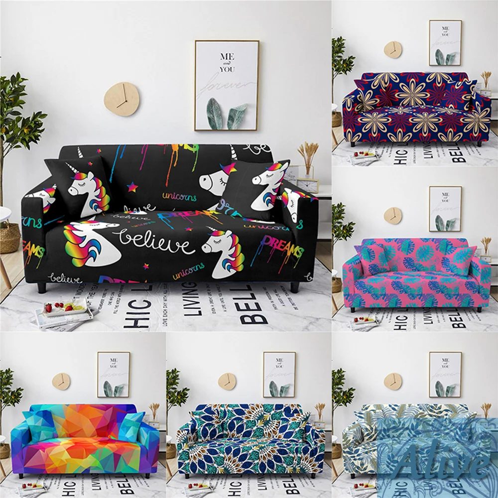 

Creative Floral Plant Stretch Slipcovers Elastic Stretch Sofa Covers for Living Room Couch Case L-shape Armchair Cover