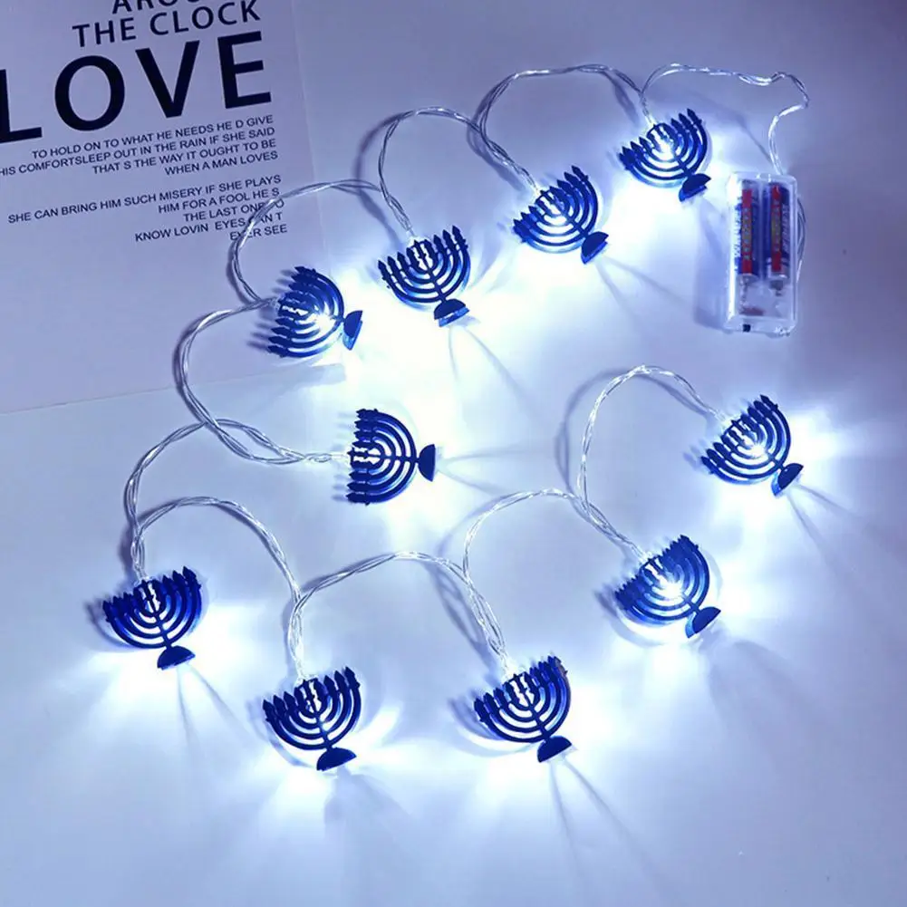

10 светодиодных светильников Chanukah hanukka, светильник для вечерние, светодиодный светильник с питанием от батареи для украшения дома hanukka M2q6