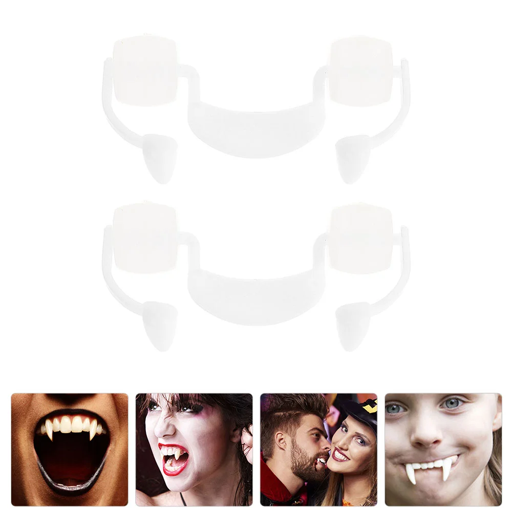 

2 Pcs Vampire Teeth Fake Tooth Halloween Costumes Adults Funny Retractable Fangs Toy Scary Make Telescopic