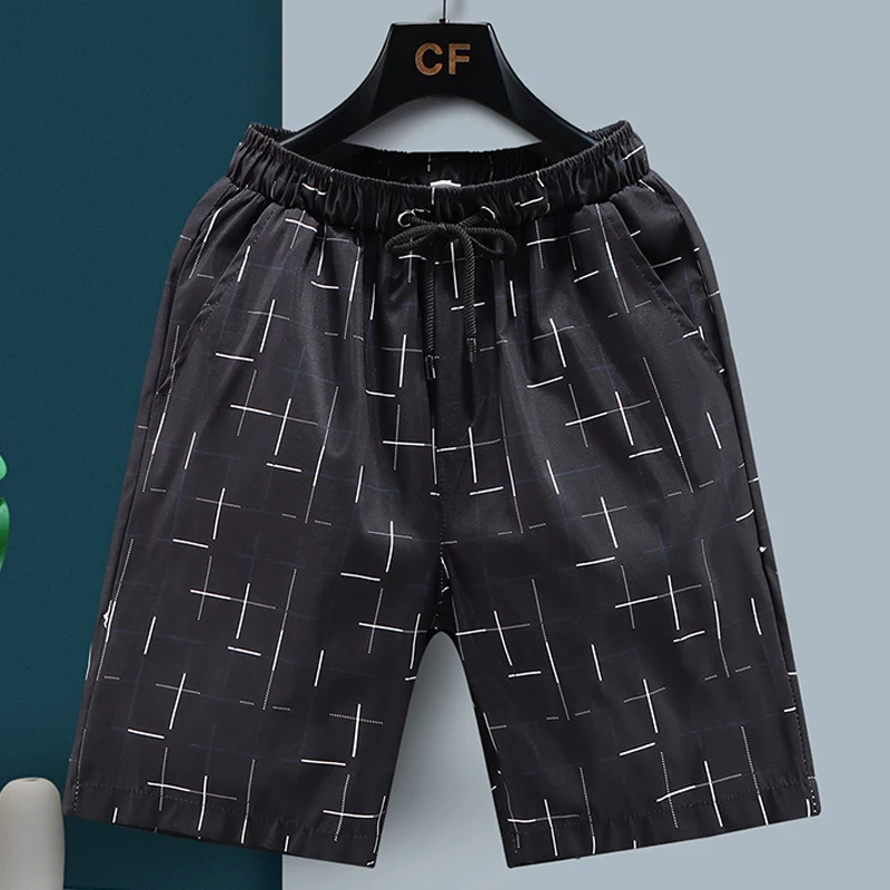 

Summer Men Casual Shorts Summer Print Beach Loose Quick Dry Sweat Shorts Elastic Waist Breathable Korean Fashion Short Pants