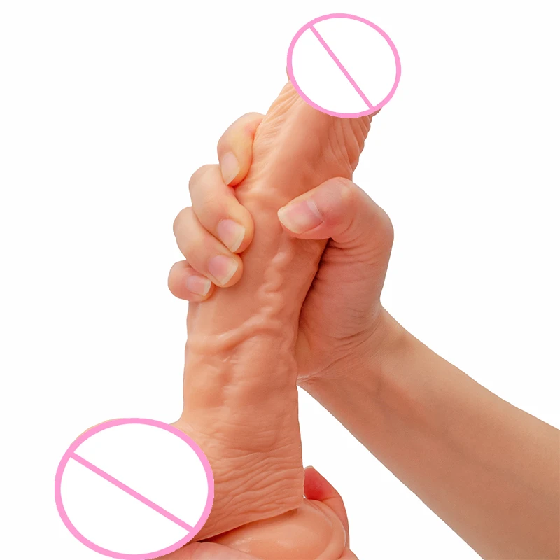 Реалистичный фаллоимитатор с мощным всасыванием, прелестный пенис, секс-игрушка, гибкий фаллоимитатор для точки G с изогнутым валом и шарик...