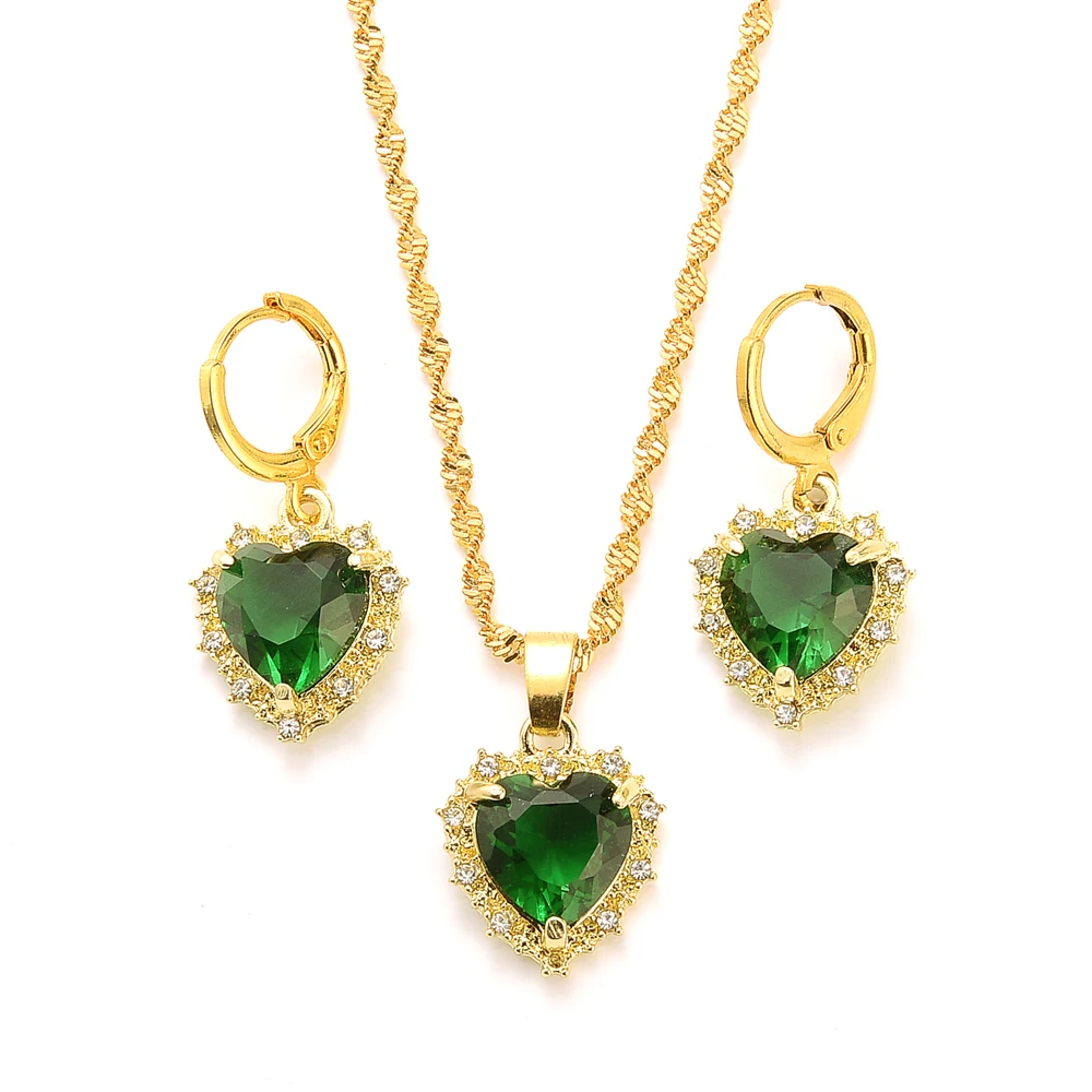 

Fashion chain Drop Dangling Earrings Diamonte/Diamante olive green pendant Heart Gold Filled Mom daughter rarity Gift