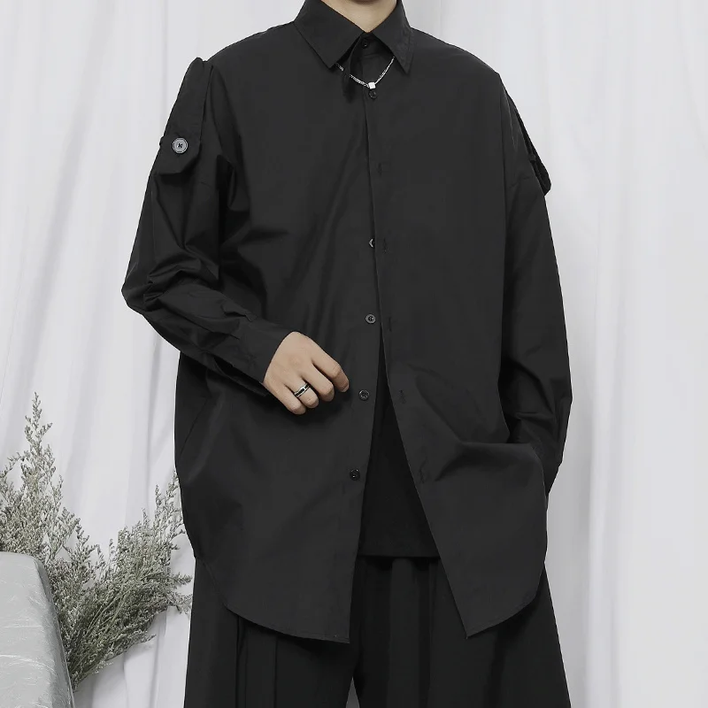 Men's Casual Autumn New Dark Minority Designer Youth Fashion Large Loose Long Sleeved Shirt