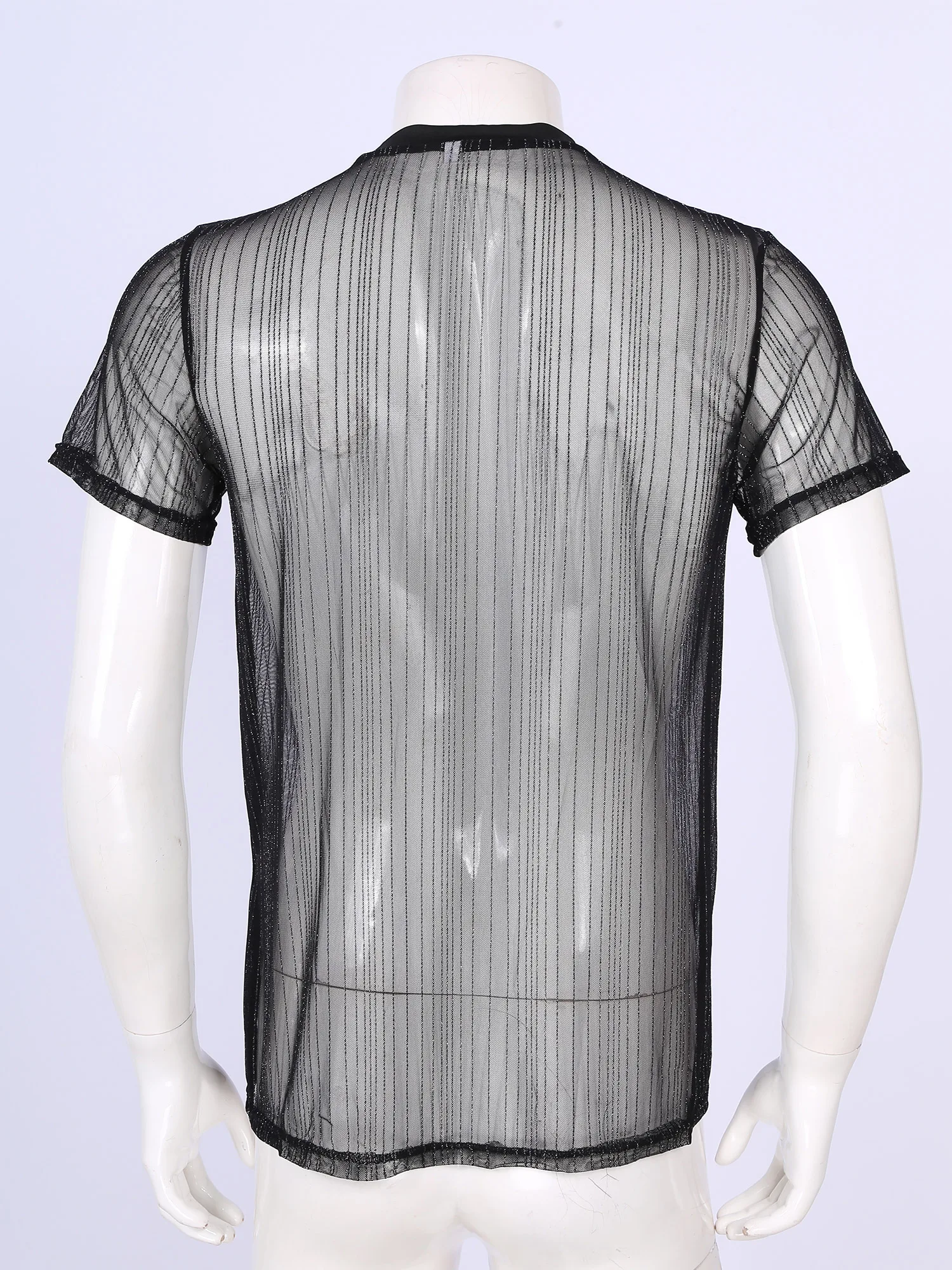 Пикантные мужские рубашки с блестками в полоску коротким рукавом прозрачные