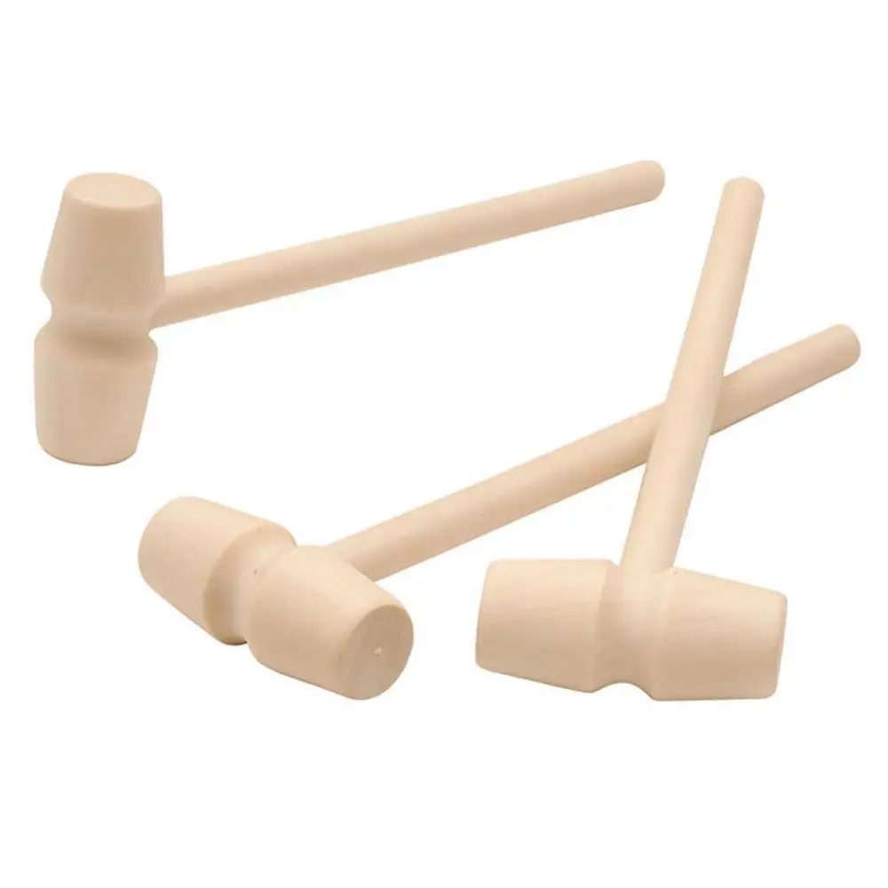 

Wood Mini 5Pcs Wooden Unpainted Hammer Mallet Pounding Gavel Kids Educational Toy