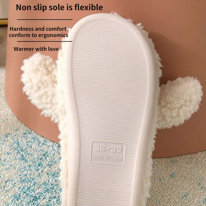 Slipper Womens Winter Warm Home Kawaii Cartoon Plush Contton Indoor Funny Cute Teddy Bear Fuzzy House Floor Shoes Female 2023