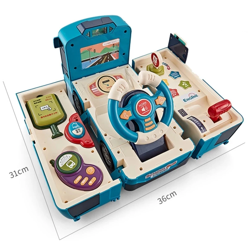 Многоразовая игрушка-трансформер на автобусе для детского образования с интерактивной имитацией вождения, светом и музыкой, подарок для малышей.