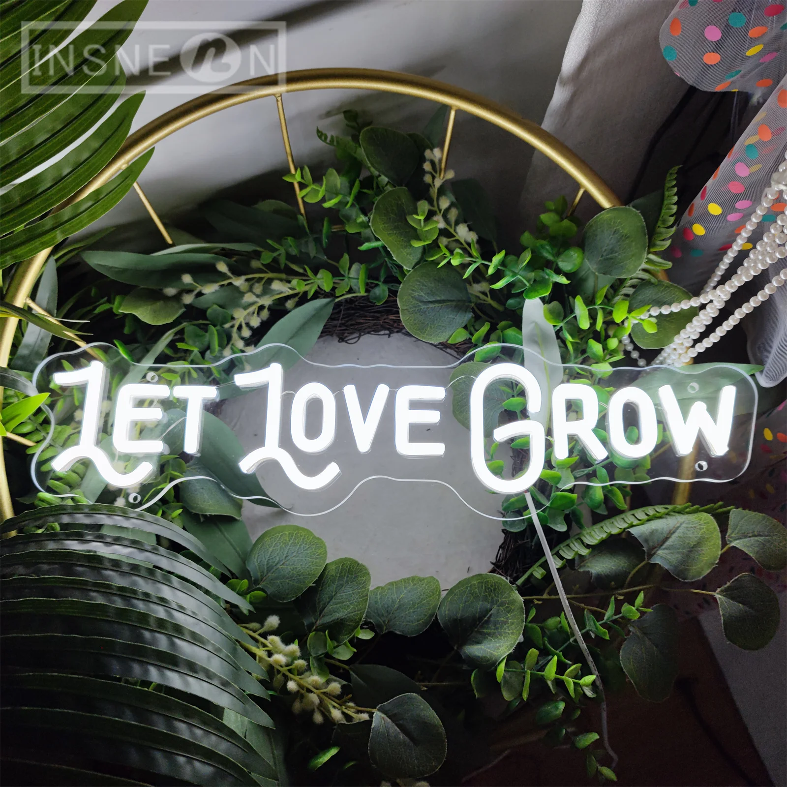 

Let Love Grow LED Neon Sign Light Wedding Marriage Wall Decor Room Bedroom Neon LED Signs Decoration Neon Lamp 30inch LED Light