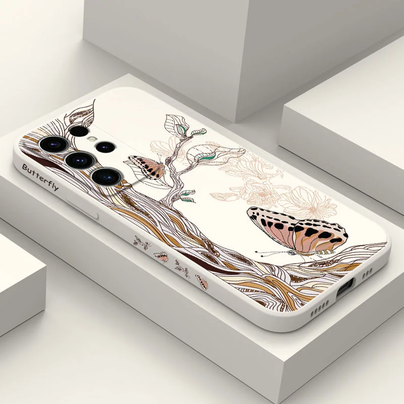 

Butterfly Kiss Phone Case For Samsung Galaxy S23 S22 S21 S20 S10 S10E S9 Ultra Plus FE Note 20 Ultra 10 9 Plus Cover