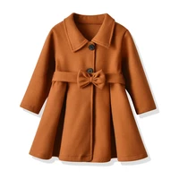 girls woolen coat jacket cotton%c2%a0outwear 2022 bow warm thicken plus velvet winter autumn school gift childrens clothing