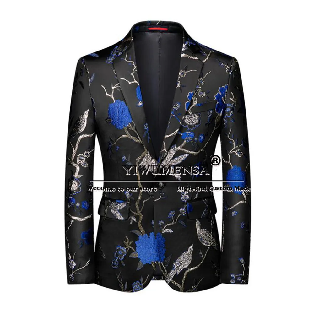 Классические жаккардовые костюмы для мужчин на свадьбу Однобортный блейзер