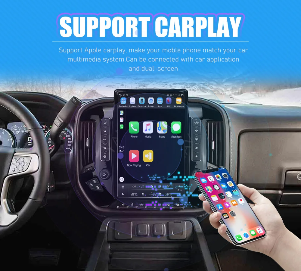 Android 11 Автомобильное радио для Chevrolet Silverado GMC Sierra 2013-2019 Tesla Screen Мультимедийный плеер GPS-навигация Беспроводной Carplay.