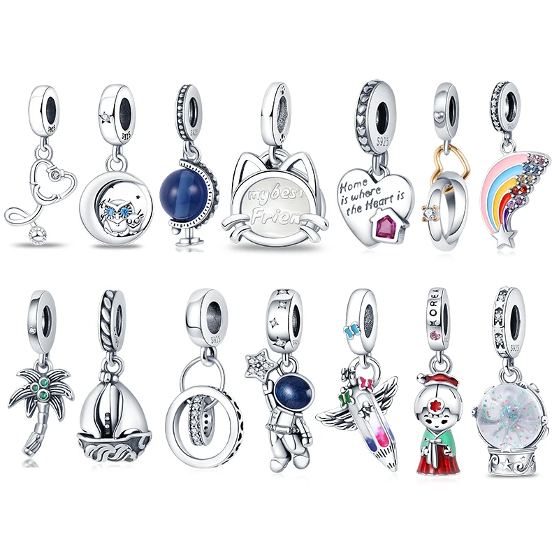 

Hot Sale Authentic silver color Flower Bee Home Bead Fit Original 3mm Bracelets Charm Dangle DIY Jewelry Making