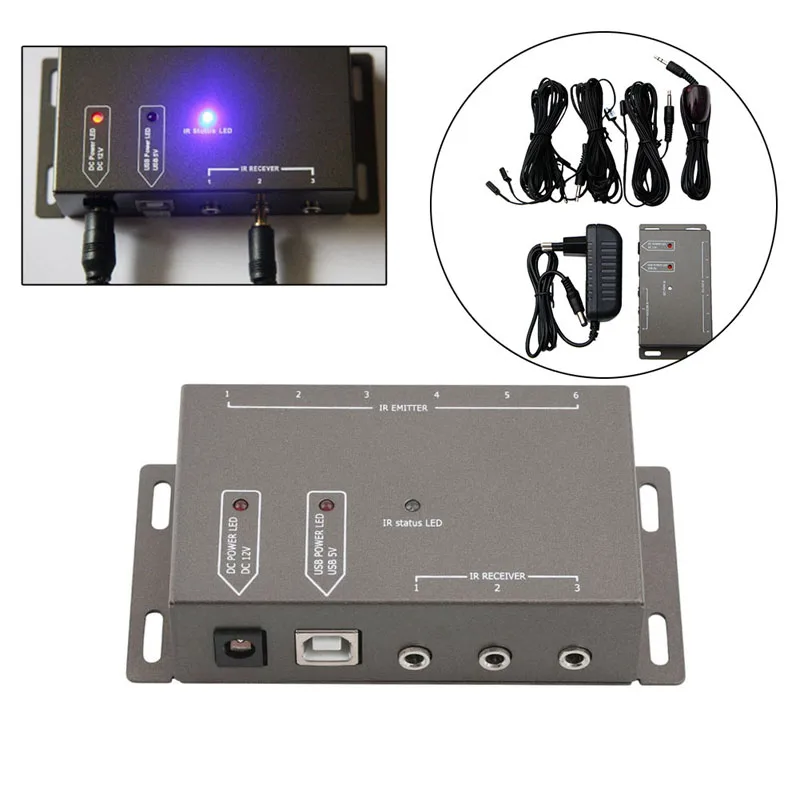 

IR Extender Repeater Remote Control 1 Receiver with 6 Emitters IR