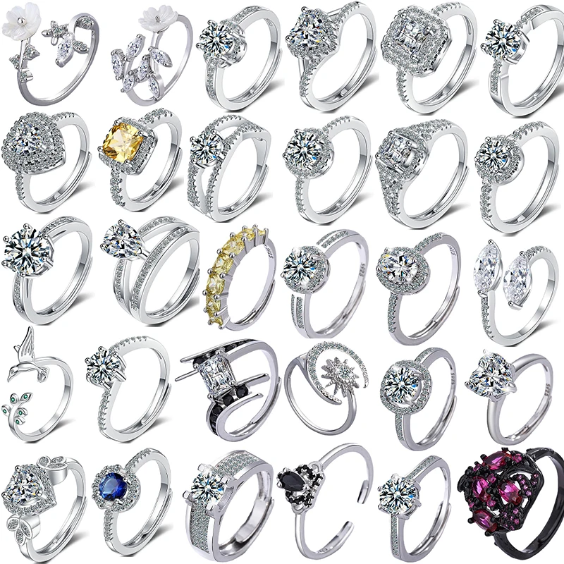 

PONYKISS Real 925 Sterling Silver Asymmetry Geometric Zircon Opening Ring Collection for Women lovely Fine Jewelry Drop Shipping