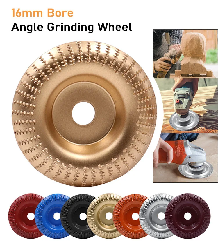 

4 Inch Angle Grinder Wood Carving Disc Woodworking Grinding Shaping Wheel Abrasive Rotary Tool for 16mm Bore Angle Grinders